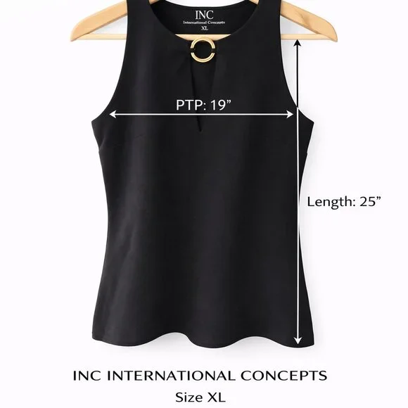 INC International Concepts Black Sleeveless Top – XL - Picture 3 of 8